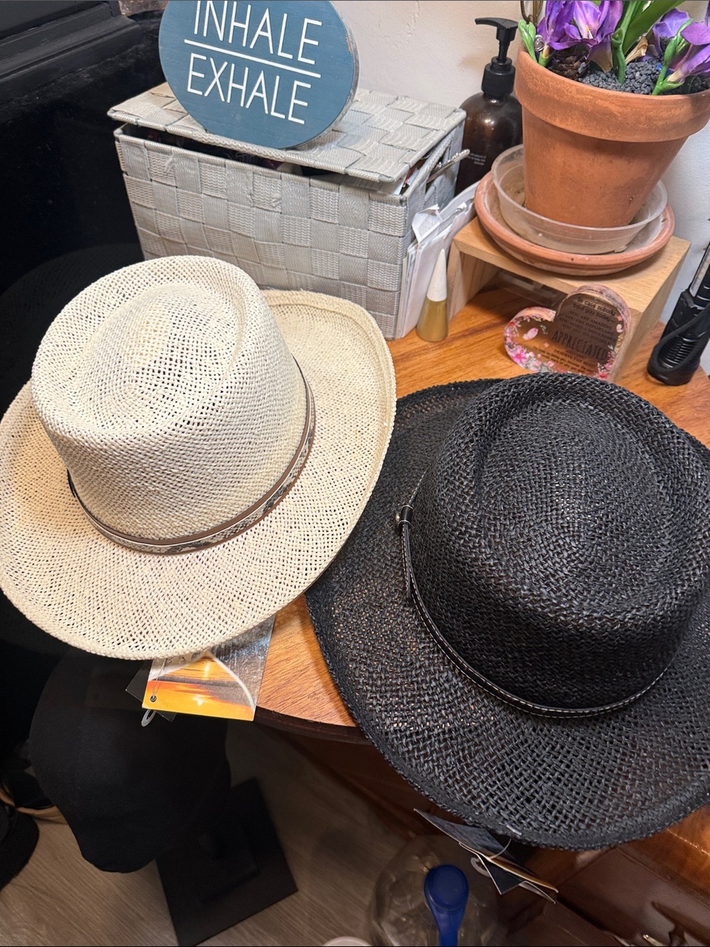 Classic Straw Fedora Hat - Black or Natural